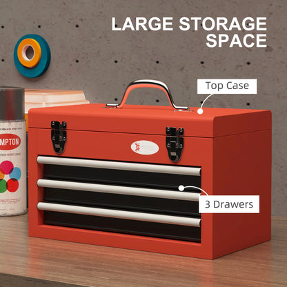 3 Drawer Tool Chest, Metal Latch Closure, Portable Tool Box, Red Tool Organizers at Gallery Canada