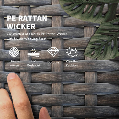 2 Piece Wicker Chaise Lounger, PE Rattan Outdoor Chair, Adjustable Backrest, 2 Wheels, Grey Chaise Loungers at Gallery Canada