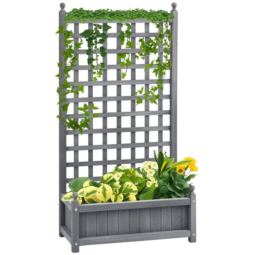 Raised Garden Bed with Trellis, Wood Planter Box, 25.2