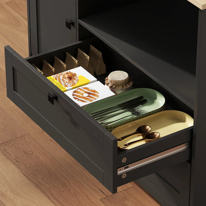 64" Kitchen Pantry Cabinet, 3 Cabinets, 2 Drawers, Adjustable Shelves, Black Kitchen Pantry Cabinets at Gallery Canada