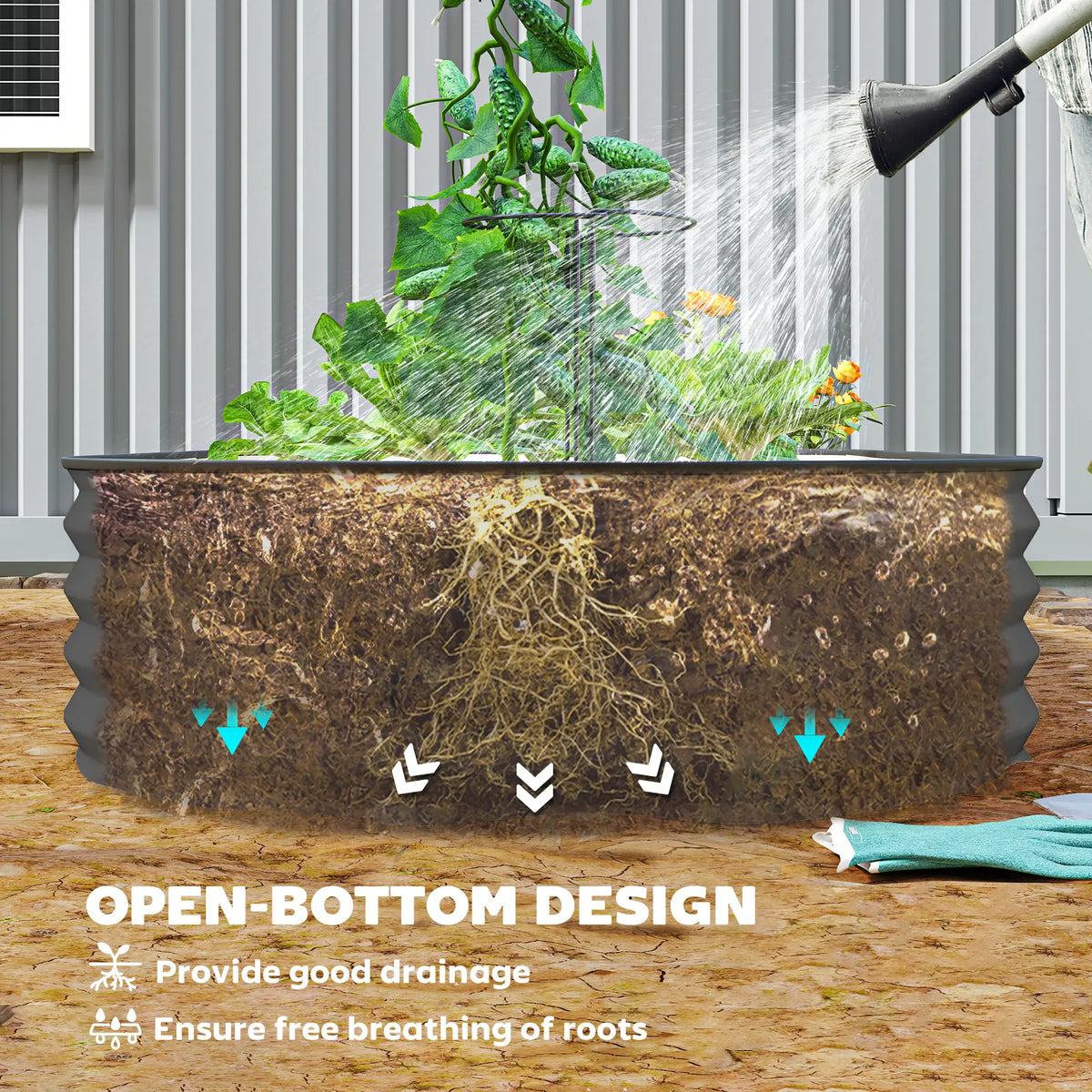 6' x 3' x 1' Galvanized Metal Raised Garden Bed Planter Box, Dark Grey Galvanized Planter Boxes at Gallery Canada