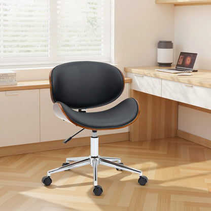 Faux Leather Bentwood Desk Chair, Adjustable Height, Black Task Chairs at Gallery Canada