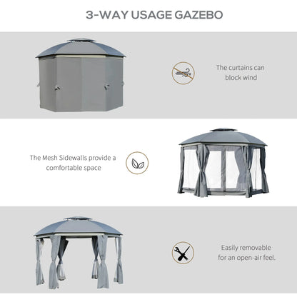 12' x 12' Outdoor Gazebo, Dome Canopy, Netting Sidewalls, Dark Grey Gazebos at Gallery Canada