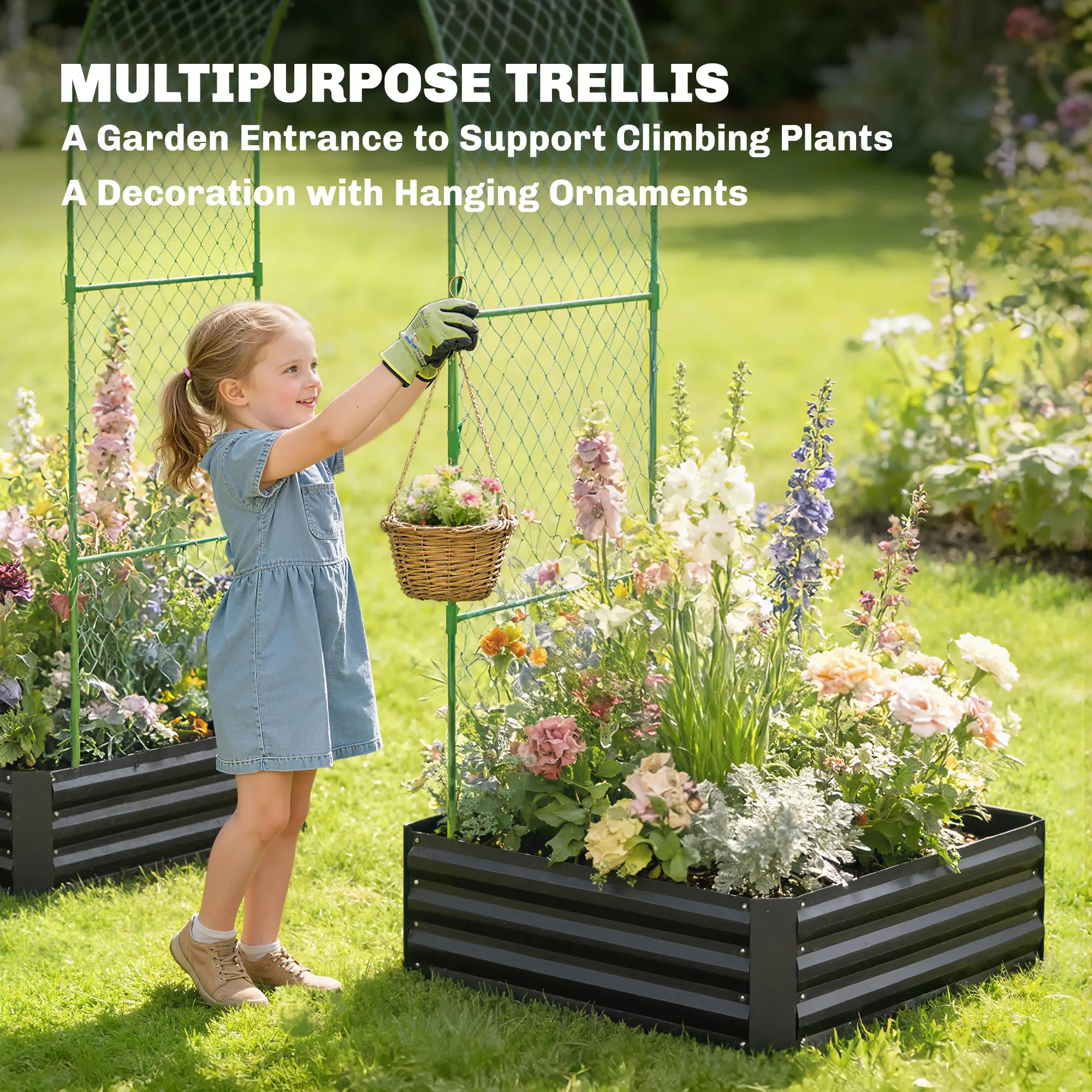 Metal Raised Garden Bed With Trellis, Galvanized Garden Kit, Black Galvanized Planter Boxes at Gallery Canada
