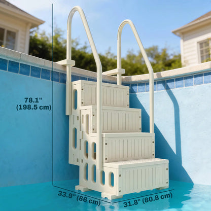 Adjustable Swimming Pool Ladder, 4-Step, Non-Slip Steps, Cream White Outdoor Swimming Pools & Hot Tubs at Gallery Canada