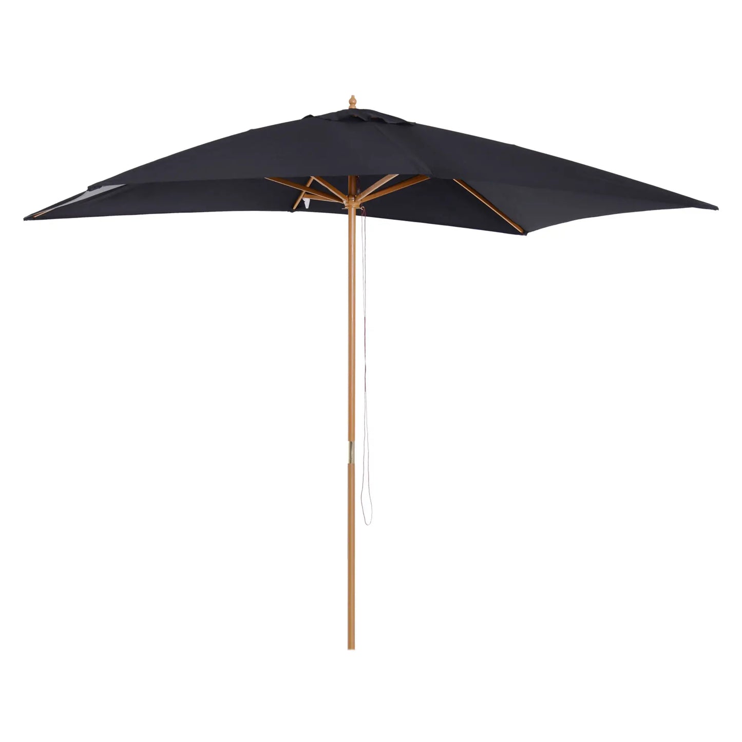 7' x 10' Wooden Patio Umbrella, Rectangle Garden Parasol, Outdoor Sunshade Canopy, Bamboo Ribs, Black Sun Umbrellas Black at Gallery Canada