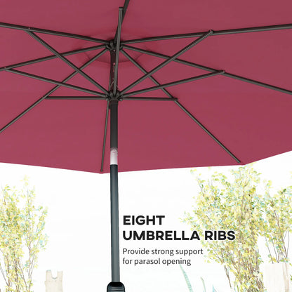 10' x 8' Round Market Umbrella, Crank Handle, Tilt, Wine Red Sun Umbrellas at Gallery Canada