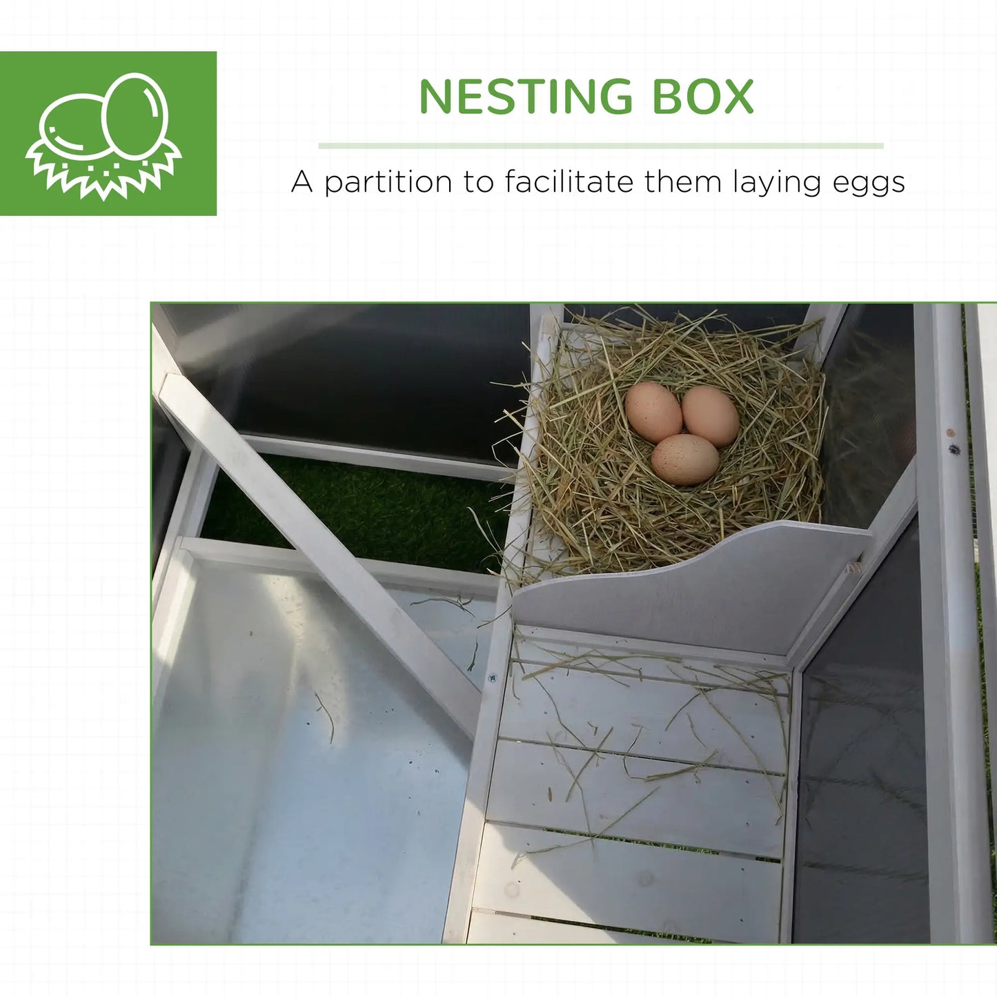 63" Wooden Chicken Coop, Rabbit Hutch, Nesting Box, Run, Grey Chicken Coops at Gallery Canada