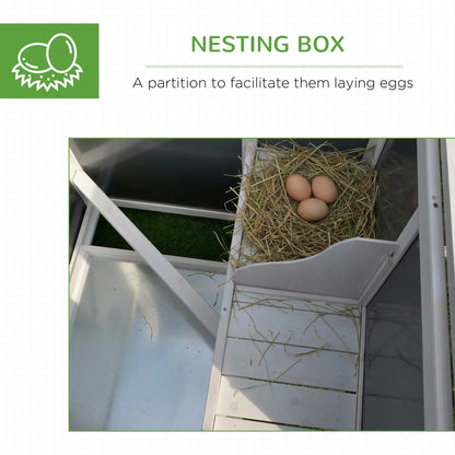 63" Wooden Chicken Coop, Rabbit Hutch, Nesting Box, Run, Grey Chicken Coops at Gallery Canada