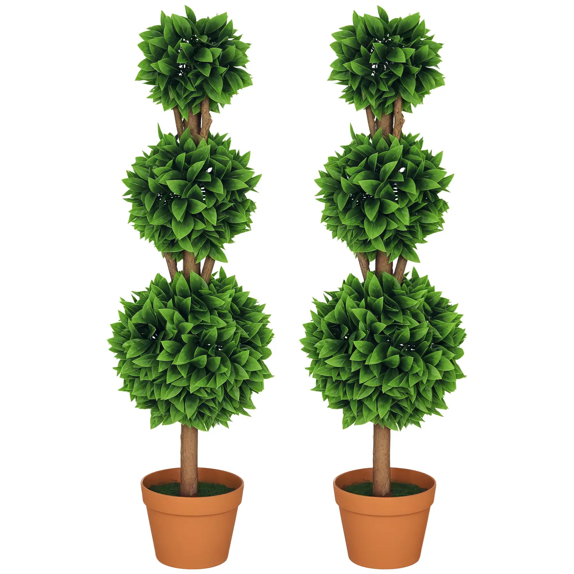 2 Pack 35.5" Artificial Boxwood Topiary Ball Trees, Indoor Outdoor, Green Artificial Trees at Gallery Canada