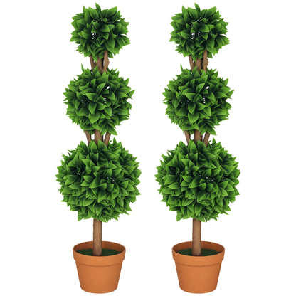 2 Pack 35.5" Artificial Boxwood Topiary Ball Trees, Indoor Outdoor, Green Artificial Trees at Gallery Canada