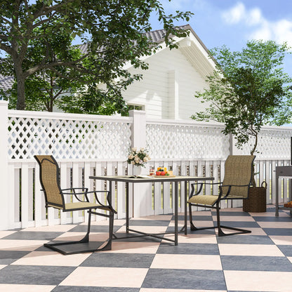 Spring Motion Patio Chairs Set Of 2, Curved High Backrest, Armrest, All Weather Fabric, Metal Frame Outdoor Dining Sets at Gallery Canada
