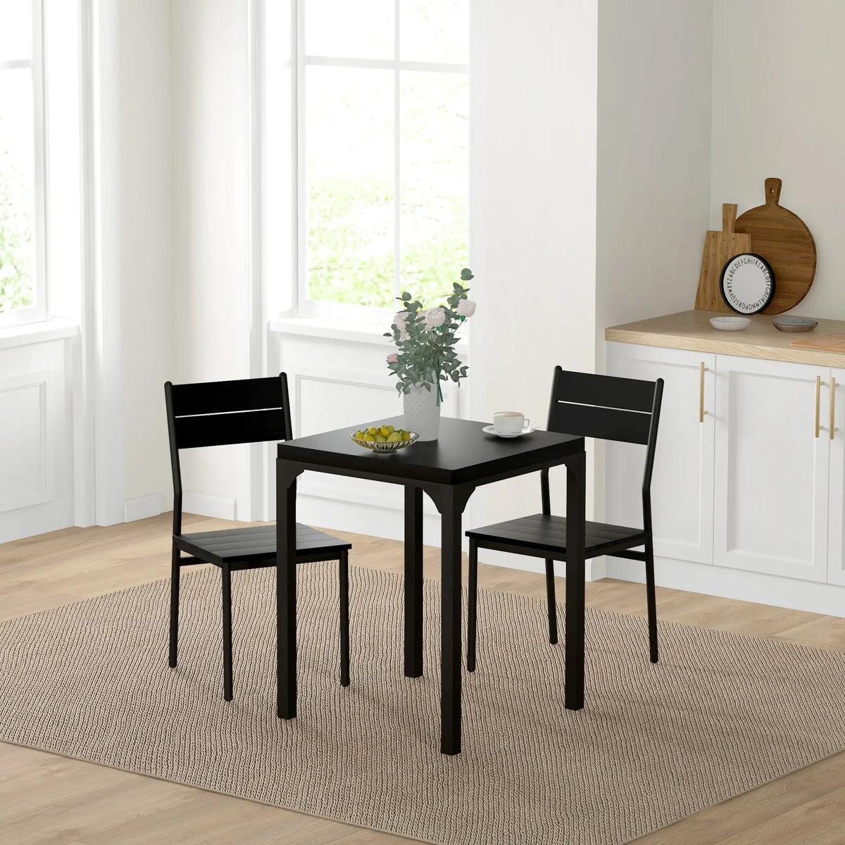 Dining Table Set for 2, 3 Piece Kitchen Table and Chairs, Black Dining Table Sets at Gallery Canada