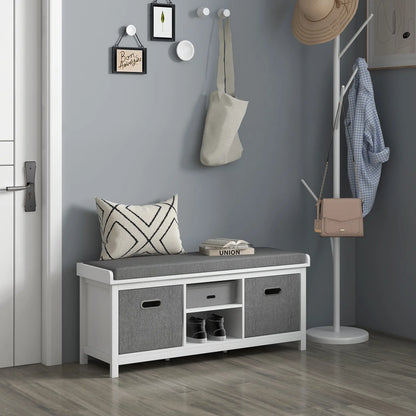 Shoe Storage Bench with Seat, 2 Drawers, Adjustable Shelf, White Shoe Storage Cabinets & Racks at Gallery Canada