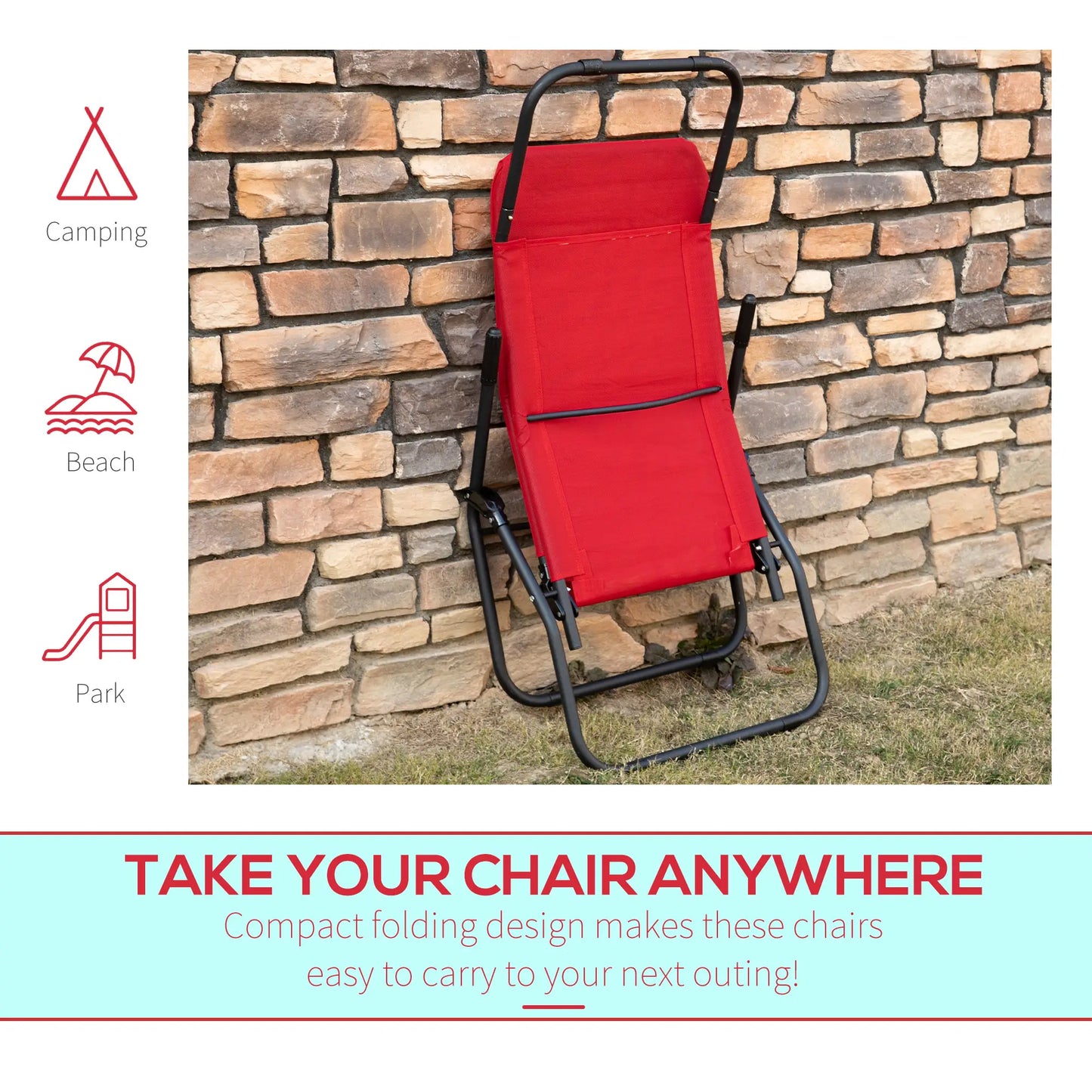 Foldable Patio Lounge Chair, Outdoor Beach Lounger, Breathable Mesh, Zero Gravity, Reclining, Footrests, Armrests, Garden, Pool, Red Lounger Chairs at Gallery Canada