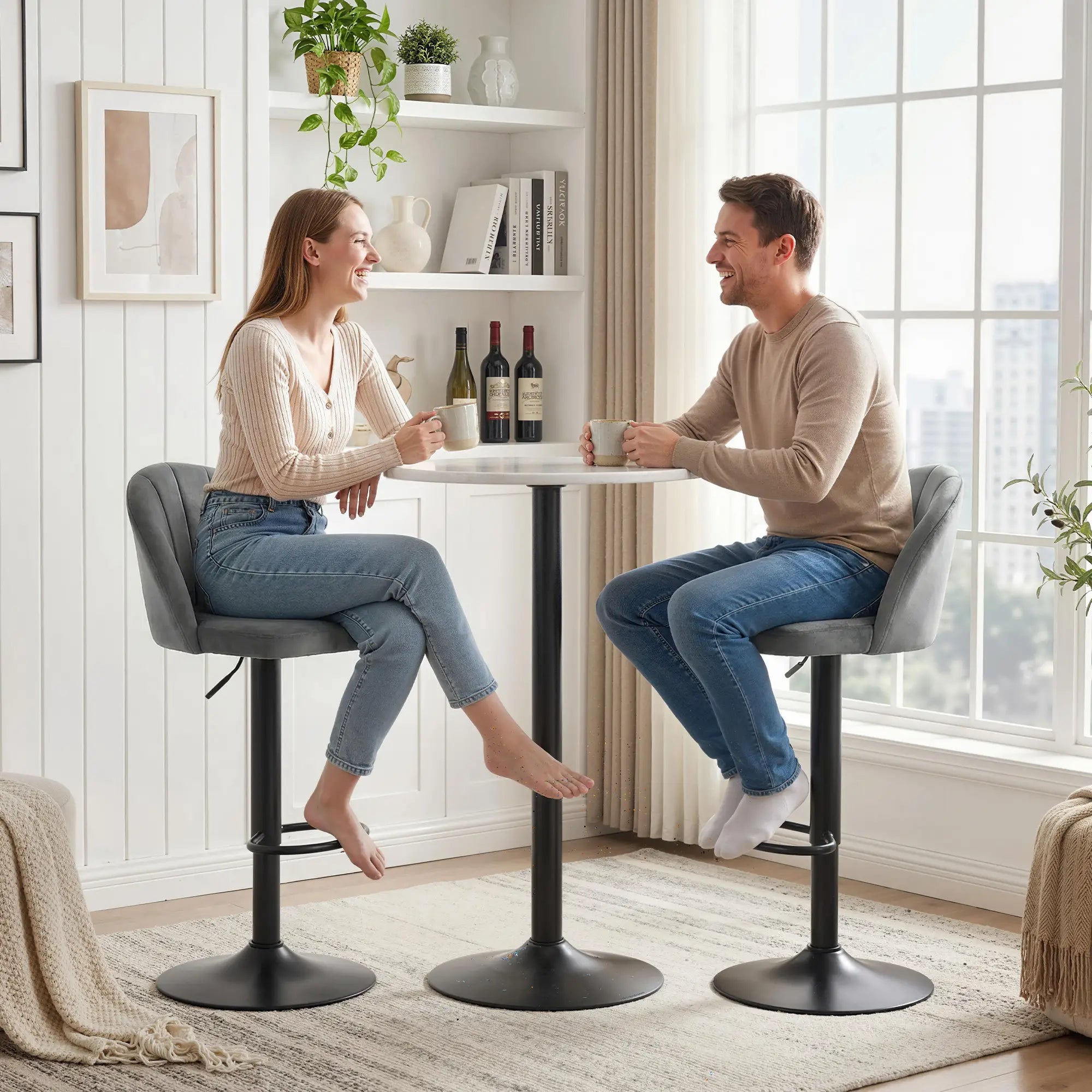Swivel Counter Height Barstools Set of 2, Grey Bar Stools at Gallery Canada