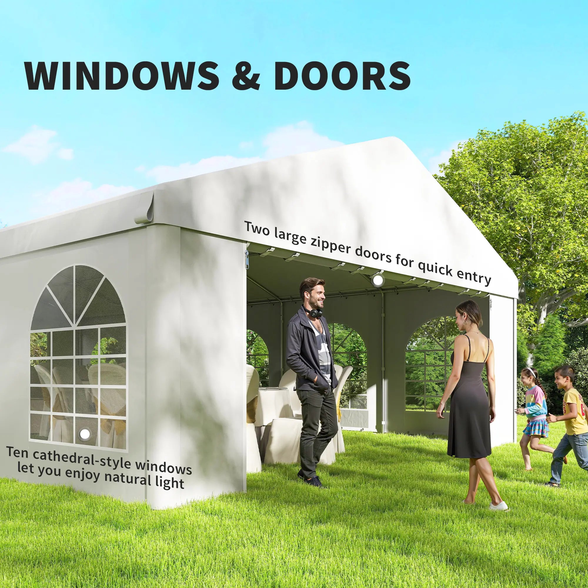 20'x33' Heavy Duty Party Tent, Portable Garage Canopy, White Canopy Tents at Gallery Canada