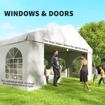 20'x33' Heavy Duty Party Tent, Portable Garage Canopy, White Canopy Tents at Gallery Canada
