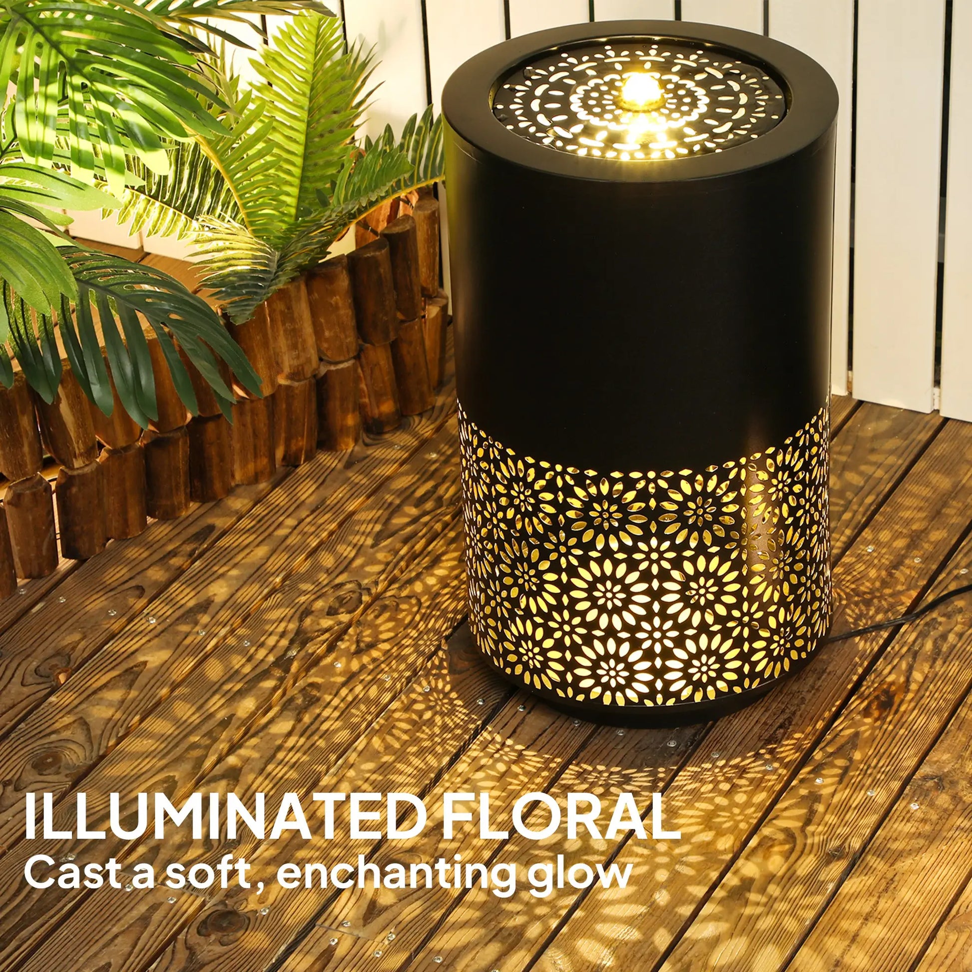 21" Tall Garden Waterfall Fountain, LED Lights, Adjustable Flow, Black Water Fountains at Gallery Canada