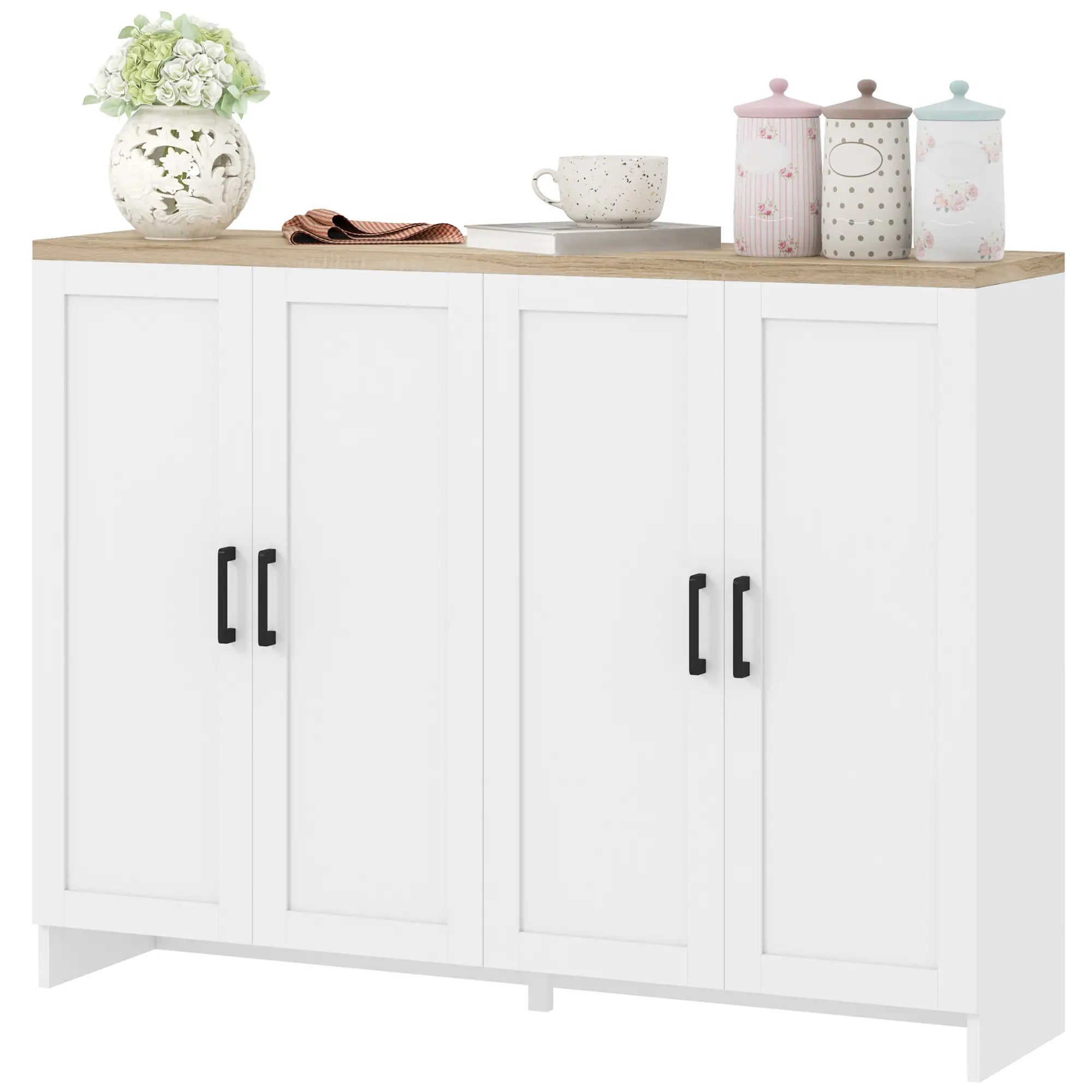 Modern Sideboard Buffet Cabinet, Modern Kitchen Storage Cabinet with 4 Doors Adjustable Shelves, for Dining Room, White Storage Cabinets Multi Colour at Gallery Canada