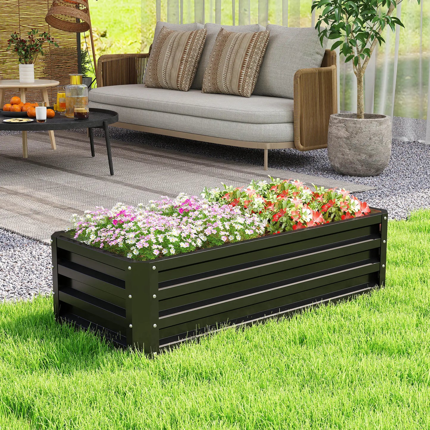 Galvanized Raised Garden Beds, Outdoor Planter Box, Set Of 2, Black Galvanized Planter Boxes at Gallery Canada