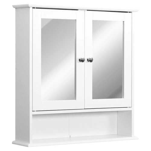 Wall-Mounted Medicine Cabinet, Double Doors, Adjustable Shelf, White