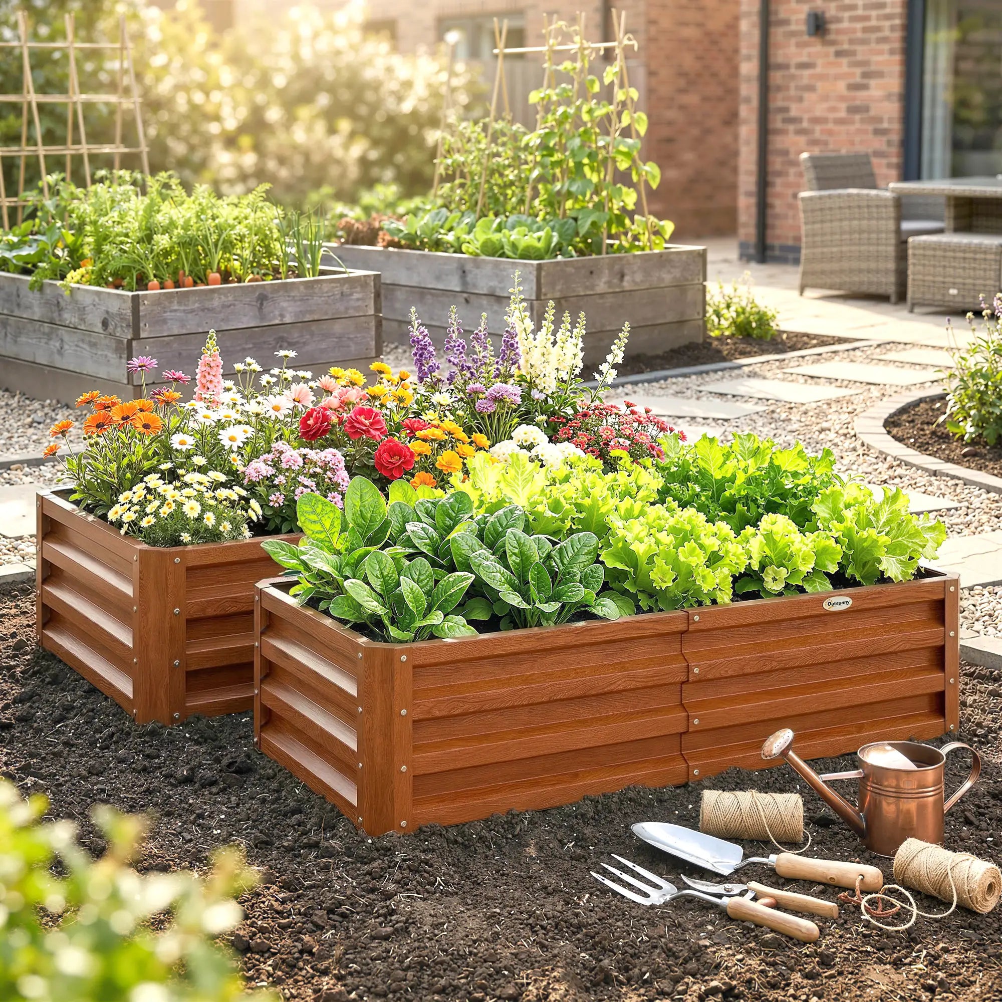 4' x 2' x 1' Raised Garden Bed, Set of 2, Galvanized Planter Box, Dark Brown Galvanized Planter Boxes at Gallery Canada