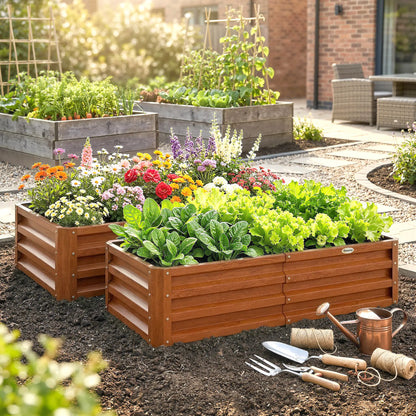 4' x 2' x 1' Raised Garden Bed, Set of 2, Galvanized Planter Box, Dark Brown Galvanized Planter Boxes at Gallery Canada