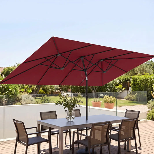 Double-Sided Patio Umbrella With Tilt, Wine Red Sun Umbrellas Wine Red at Gallery Canada