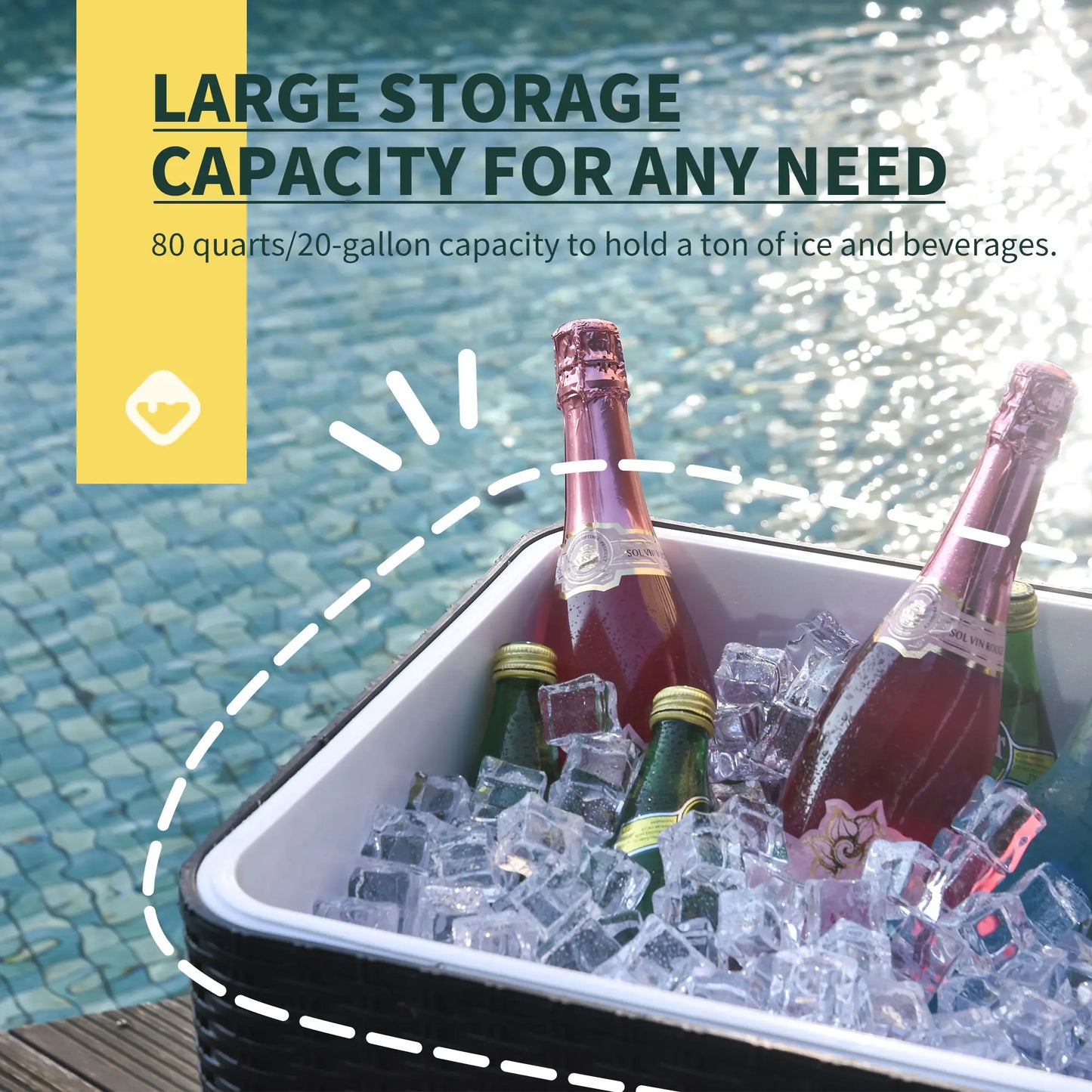 80 Quart Rolling Cooler Cart, Portable Patio Ice Bin, Brown Wicker, Brown Cooler Boxes at Gallery Canada