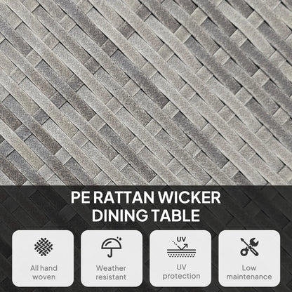35.4" Outdoor Wicker Dining Table, PE Rattan Patio Furniture, Grey Patio Dining Tables at Gallery Canada