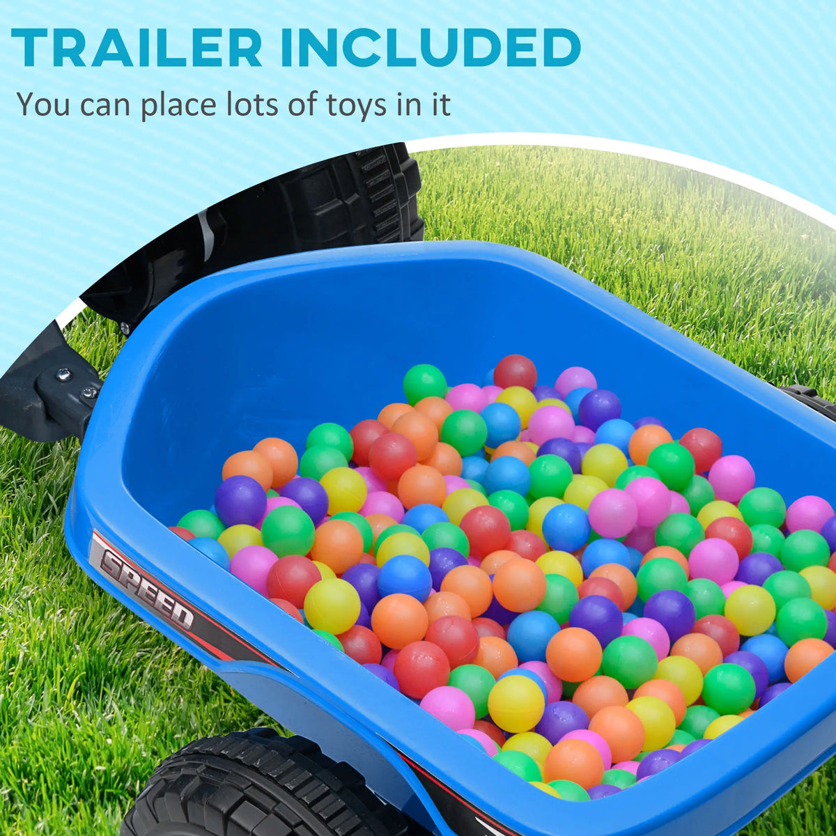 6V Kids ATV Quad, Battery Powered Electric Vehicle with Back Trailer, Wear-Resistant Wheels, Blue Electric Toy Cars at Gallery Canada