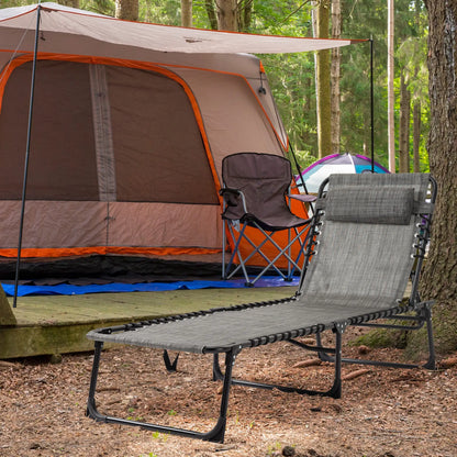 Outdoor Folding Chaise Lounge, Adjustable Backrest, Removable Pillow, Mixed Grey, Grey Lounger Chairs at Gallery Canada