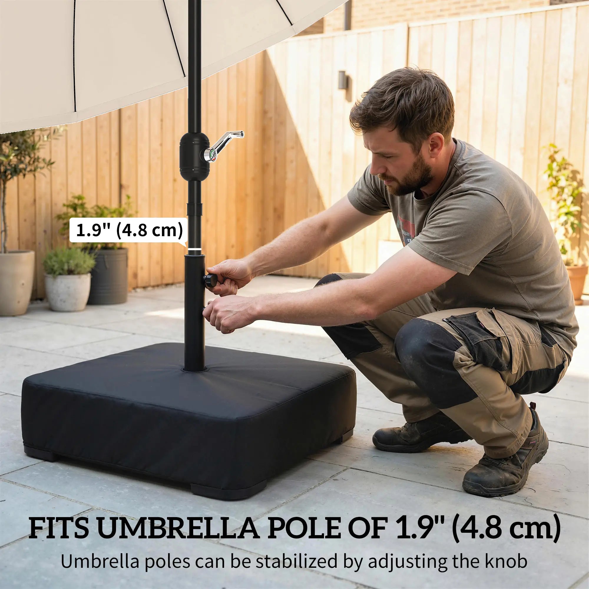 Sand Filled Parasol Base, 176 lbs, Heavy Duty Stand, Black Umbrella Bases at Gallery Canada