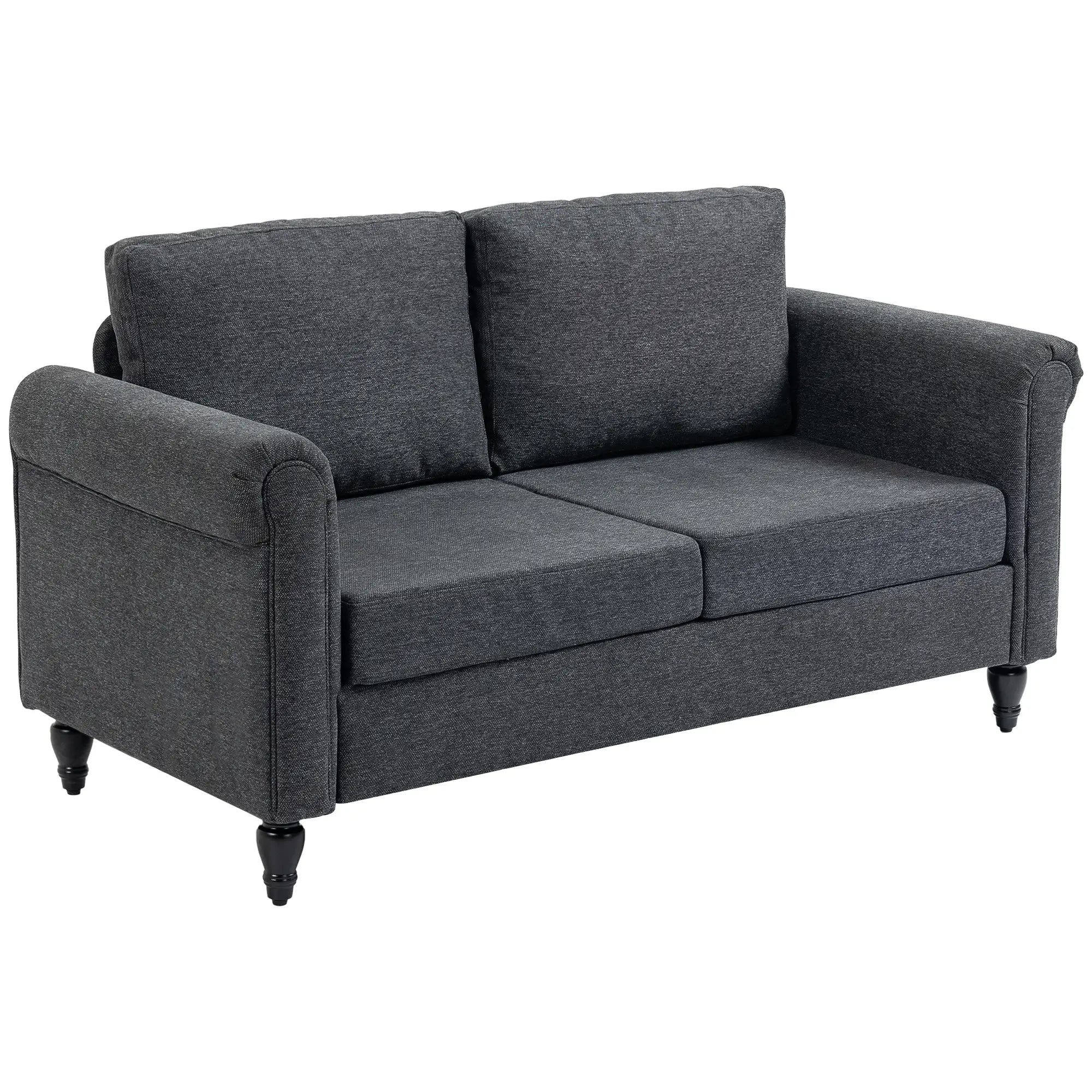 Vintage Loveseat, Upholstered Chenille 2 Seater Sofa, Dark Grey 2-Seater Sofas at Gallery Canada