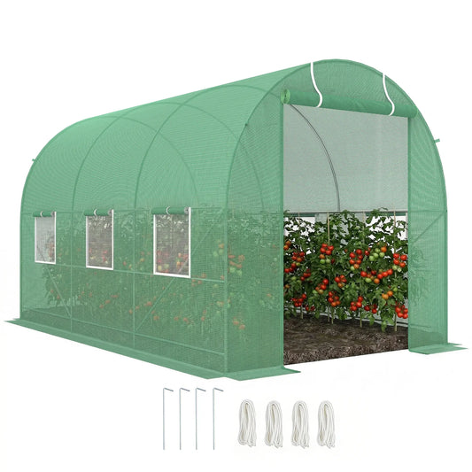 11.5' x 6.6' x 6.6' Walk-in Greenhouse, PE Cover, Roll Up Door, Windows, Green Walk In Greenhouses Deep Green at Gallery Canada