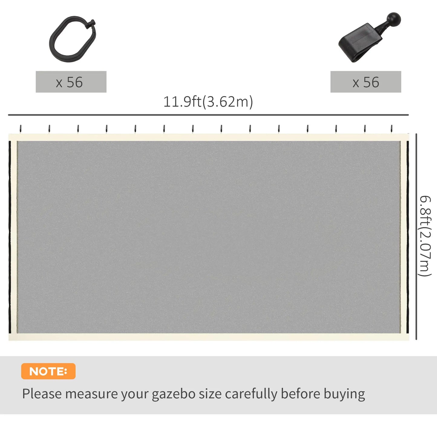 Replacement Mosquito Netting, Gazebo 12' x 12', Cream White, Black Gazebo Sidewalls at Gallery Canada