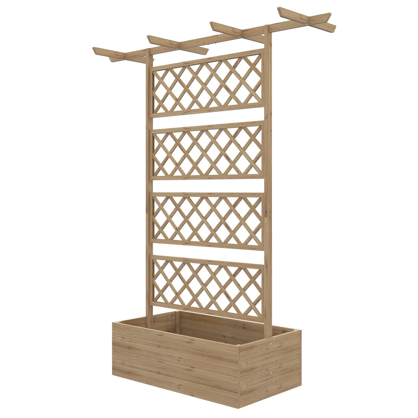 Wooden Planter With Trellis Privacy Screen, Raised Garden Bed Wooden Planter Boxes Natural at Gallery Canada