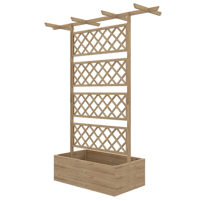 Wooden Planter With Trellis Privacy Screen, Raised Garden Bed Wooden Planter Boxes Natural at Gallery Canada