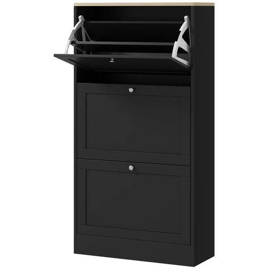 Modern Shoe Storage, 3 Flip Drawers, Adjustable Shelves, 18 Pairs, Black Shoe Storage Cabinets & Racks Black at Gallery Canada