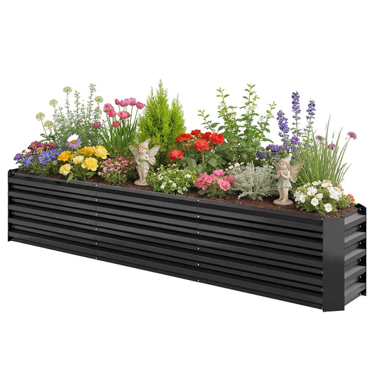8 x 1.3 x 1.5ft Galvanized Raised Garden Bed, Reinforced Planter Box, Black Galvanized Planter Boxes Black at Gallery Canada