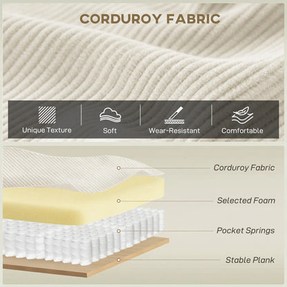 86" 3 Seater Sofa, Modern Corduroy Upholstered Couch, Beige 3-Seater Sofas at Gallery Canada