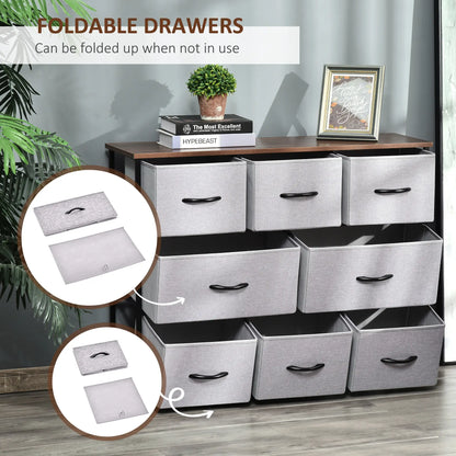 8-Drawer Dresser, 3-Tier Fabric, Steel Frame, Wooden Top, Grey Storage Cabinets at Gallery Canada