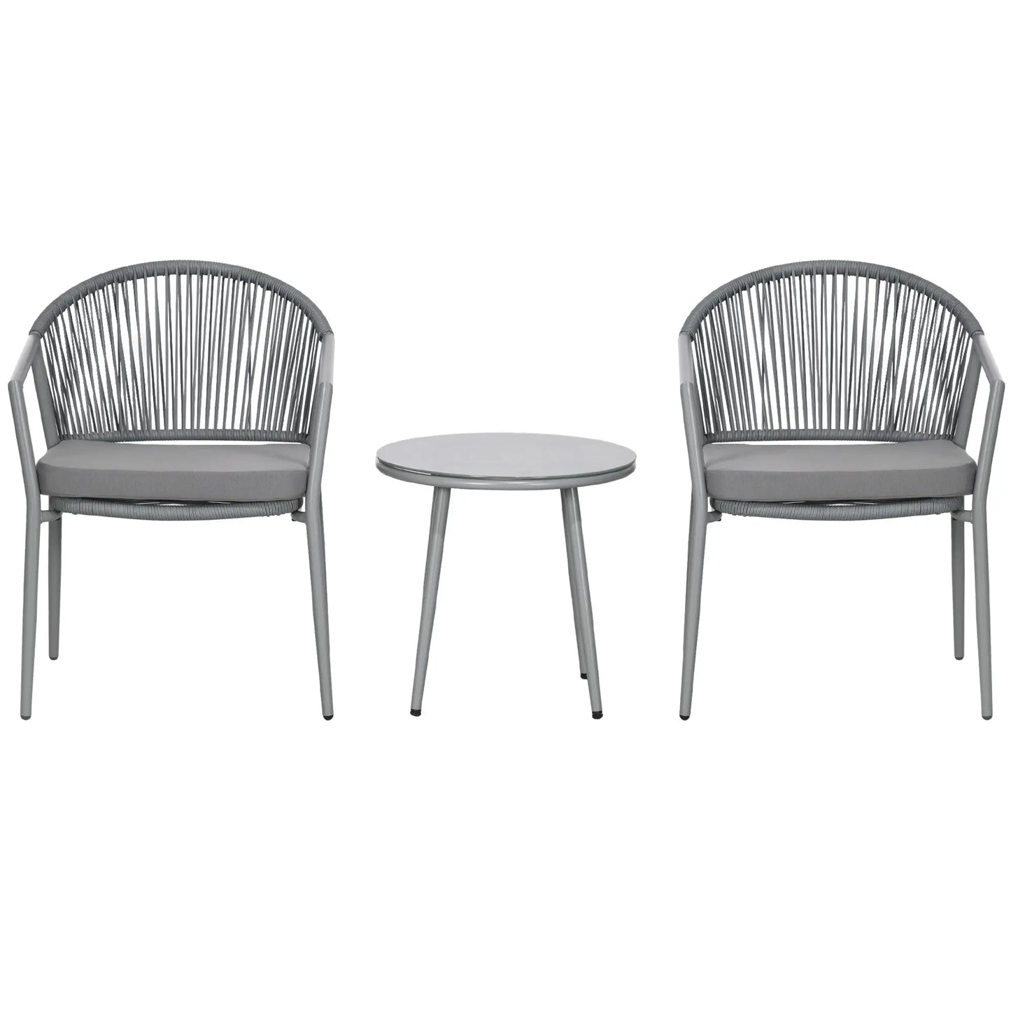 3-Piece Rattan Bistro Set, 2 Armchairs And Coffee Table, Grey Patio Furniture Sets Grey at Gallery Canada