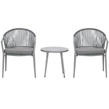 3-Piece Rattan Bistro Set, 2 Armchairs And Coffee Table, Grey Patio Furniture Sets Grey at Gallery Canada