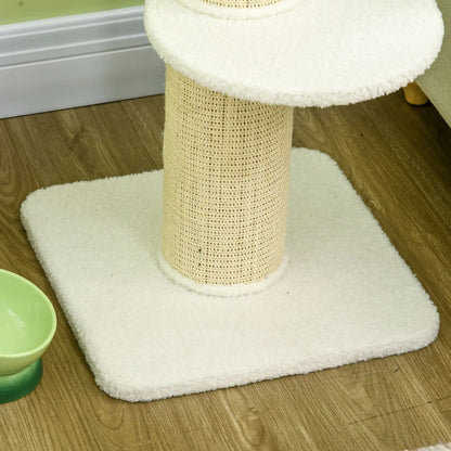 Cat Tree with Scratching Post, Bed, Cushion, Perch, 18" x 18" x 36", Cream White Cat Towers at Gallery Canada