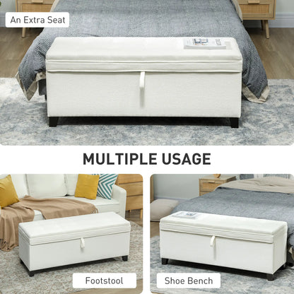 Storage Ottoman Bench, Foot Rest, 47 Inches, Cream White Storage Ottomans & Benches at Gallery Canada