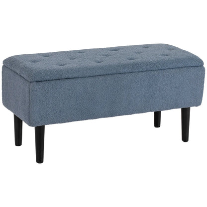 Modern Storage Bench, Ottoman with Teddy Velvet Upholstery, Blue Storage Ottomans & Benches at Gallery Canada