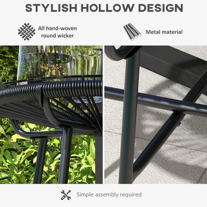 Round Rattan Side Table, Outdoor, PE Rattan, Tempered Glass Top, Black Patio Side Tables at Gallery Canada