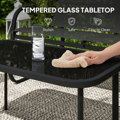 4 Piece Patio Furniture Set, 2 Loveseats, 2 Armchairs, Glass Table, Black Patio Furniture Sets at Gallery Canada